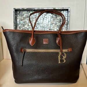 Dooney & Burke Large Pebbled Leather Tote Bag Brown